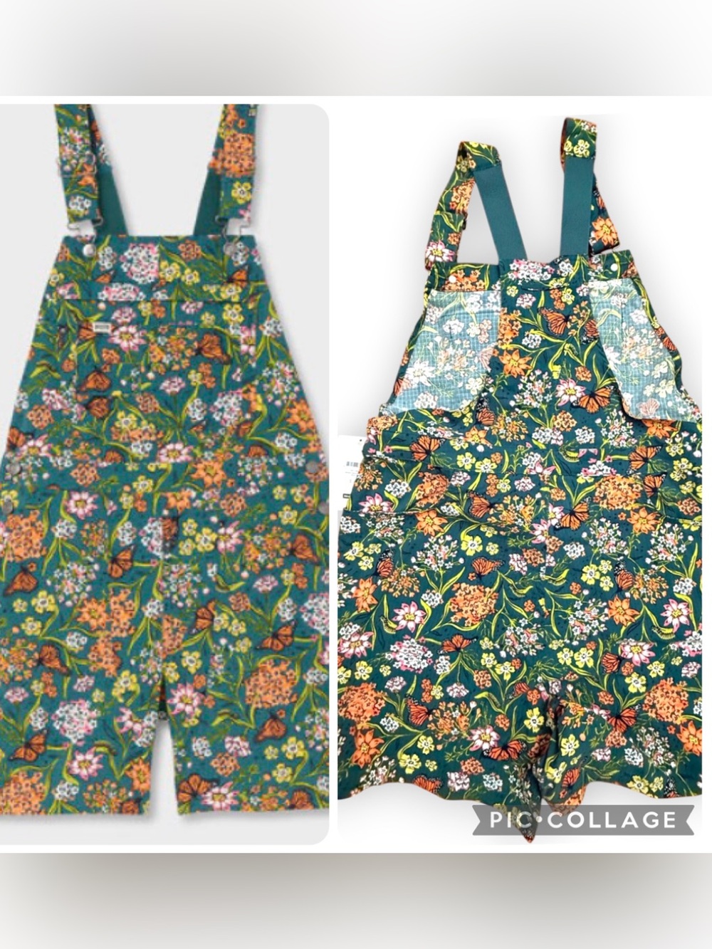 NWT Duluth Heirloom Gardening 7” Overall Shorts Midnight Green Monarch SZ XXL